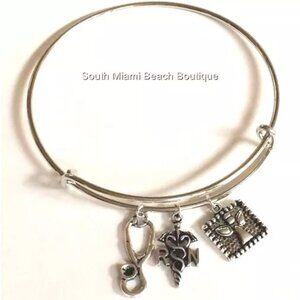 Nursing Caduceus Wire Charm Bracelet Stethoscope RN Graduation Gift Silver Tone